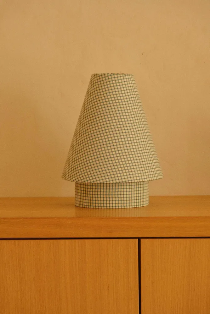 Objets de décoration - Lampe SIMONE - Vichy vert d'eau et blanc - STUDIO AL OESTÉ