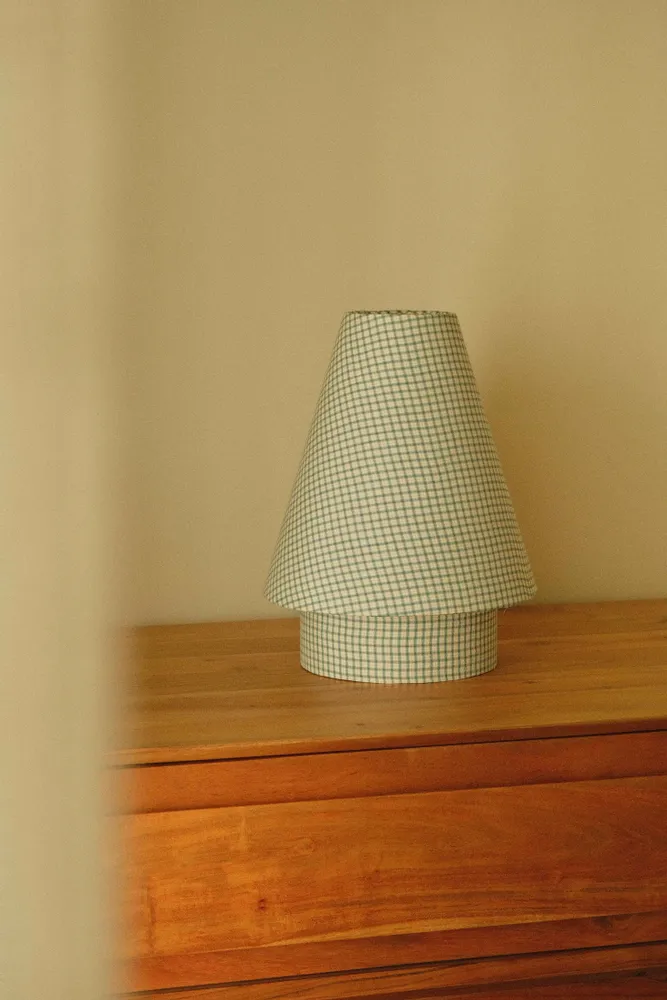 Objets de décoration - Lampe SIMONE - Vichy vert d'eau et blanc - STUDIO AL OESTÉ