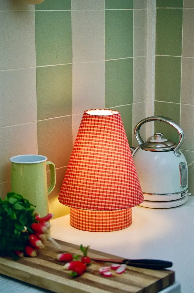 Decorative objects - SIMONE lamp - Vichy red and white - STUDIO AL OESTÉ