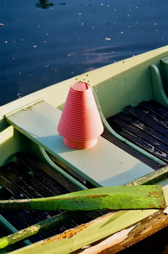 Decorative objects - SIMONE lamp - Vichy red and white - STUDIO AL OESTÉ