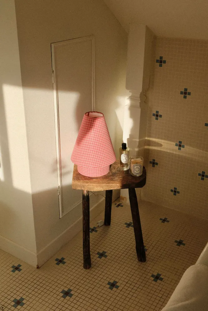 Decorative objects - SIMONE lamp - Vichy red and white - STUDIO AL OESTÉ