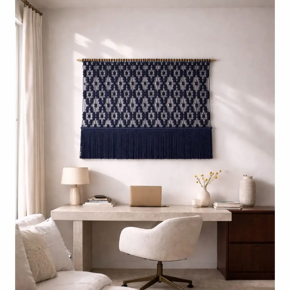 Tapestries - Navy Blue Handcrafted Macramé Wall Hanging - NŒULUXE
