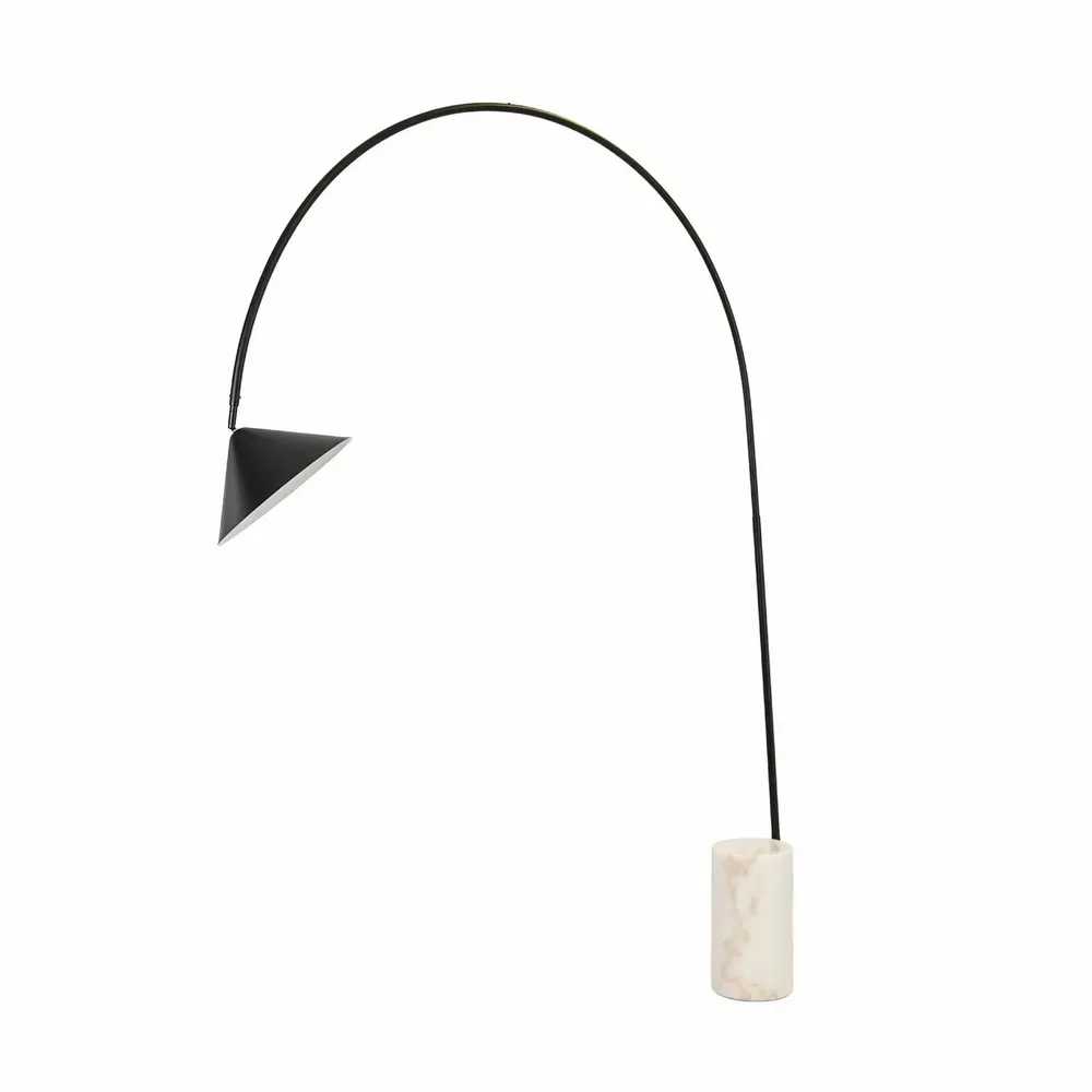 Floor lamps - Black steel floor lamp with porcelain marble base - ANGEL CERDÁ