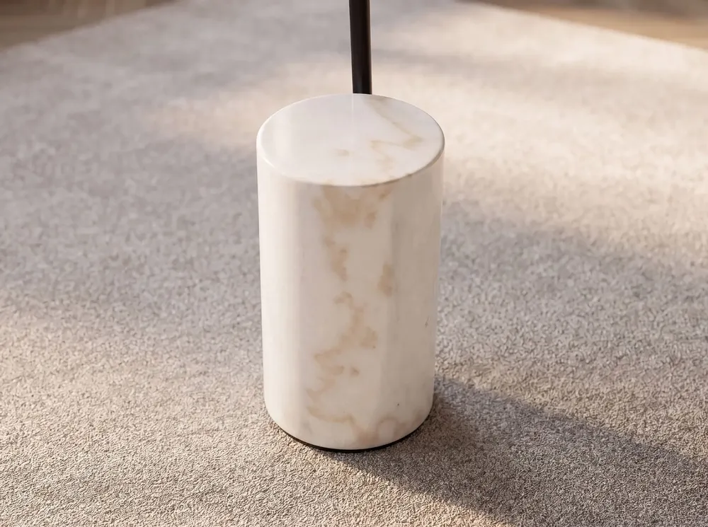 Floor lamps - Black steel floor lamp with porcelain marble base - ANGEL CERDÁ