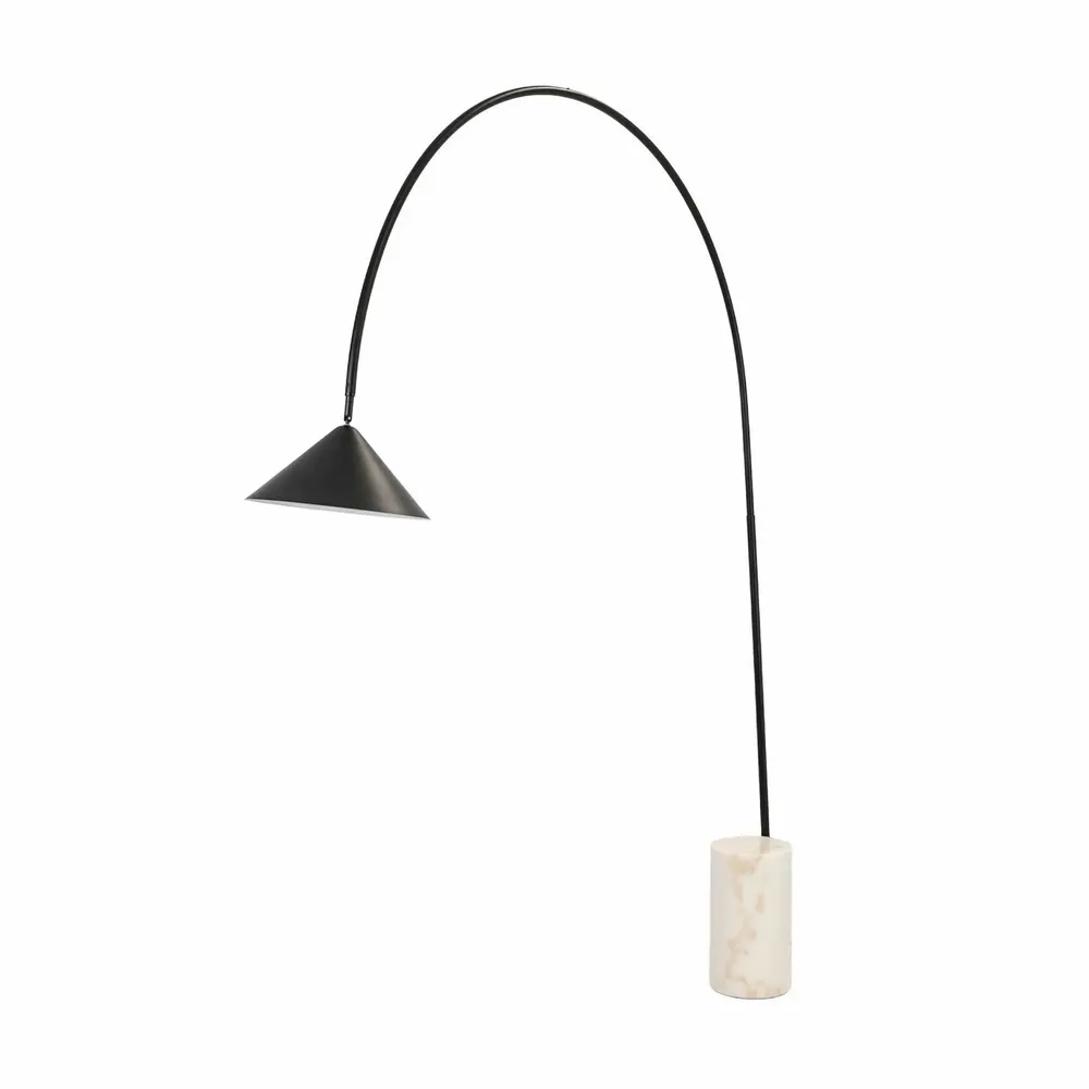 Floor lamps - Black steel floor lamp with porcelain marble base - ANGEL CERDÁ