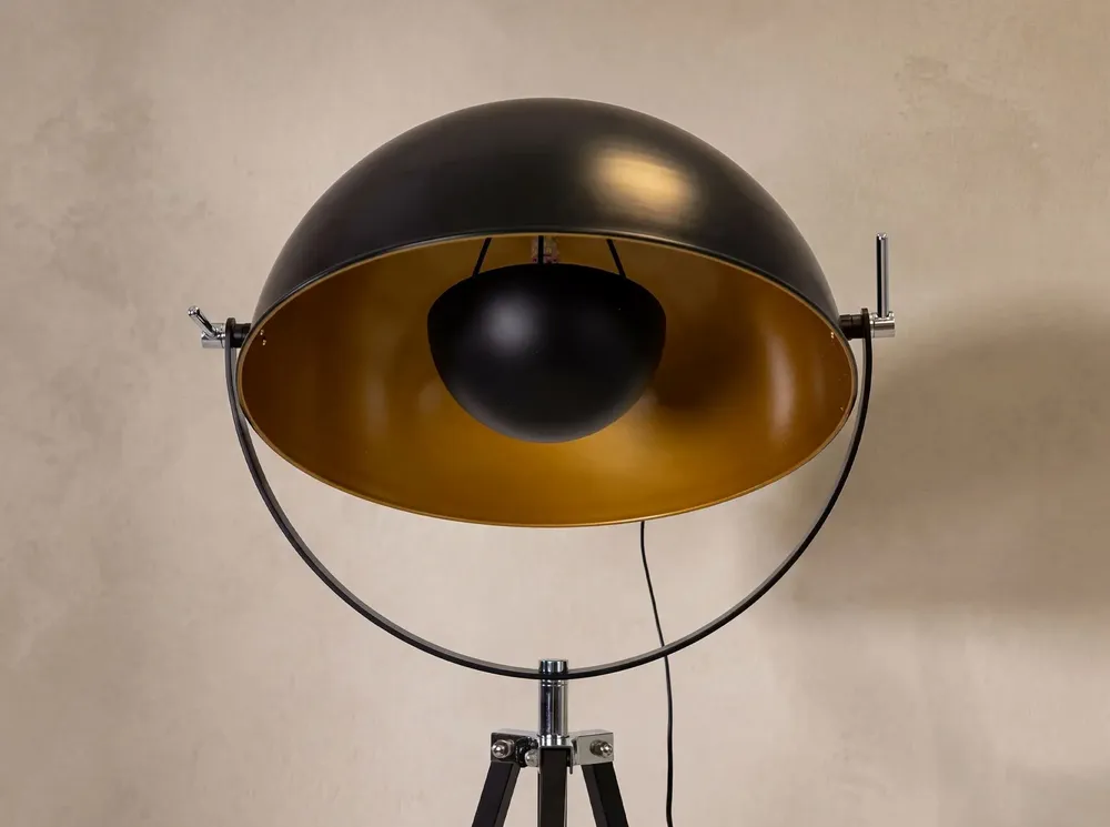 Floor lamps - Floor lamp in black steel and polished gold steel - ANGEL CERDÁ