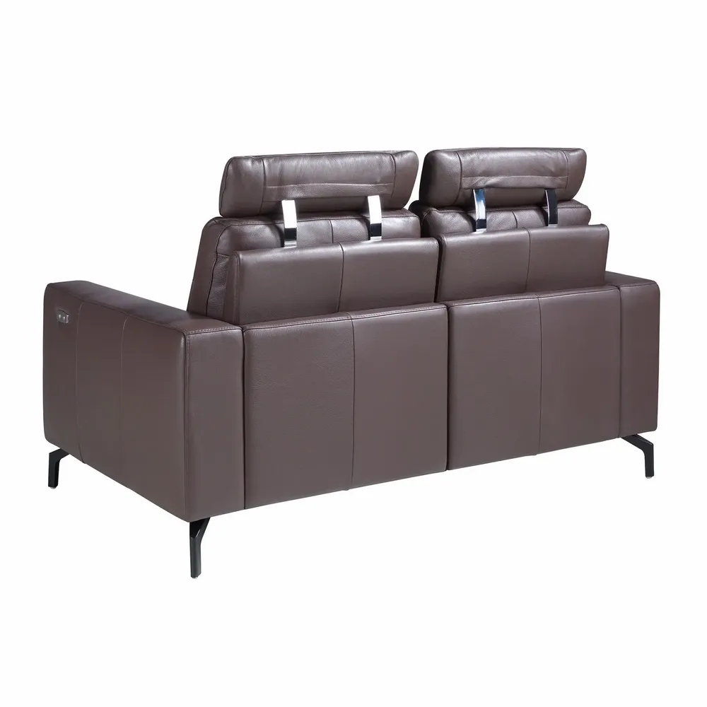 Sofas - 2-Seater Chocolate Brown Leather Recliner Sofa - ANGEL CERDÁ