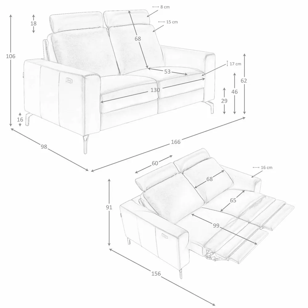 Sofas - 2-Seater Chocolate Brown Leather Recliner Sofa - ANGEL CERDÁ