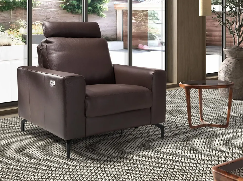 Armchairs - Chocolate brown leather recliner armchair - ANGEL CERDÁ