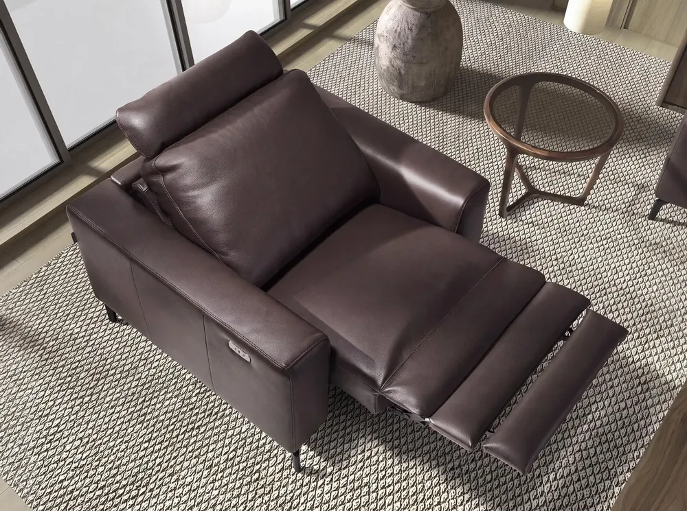 Armchairs - Chocolate brown leather recliner armchair - ANGEL CERDÁ