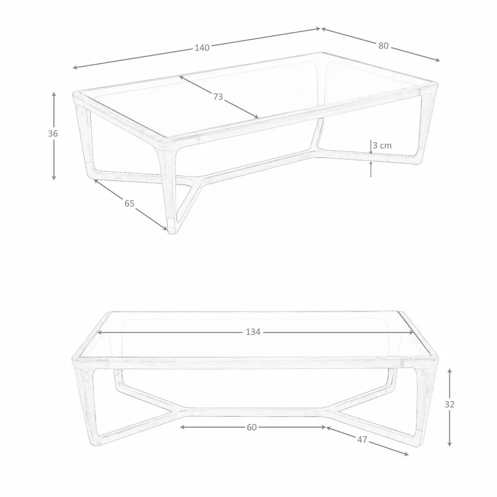 Tables basses - Table basse rectangulaire en verre fumé marron et noyer - ANGEL CERDÁ