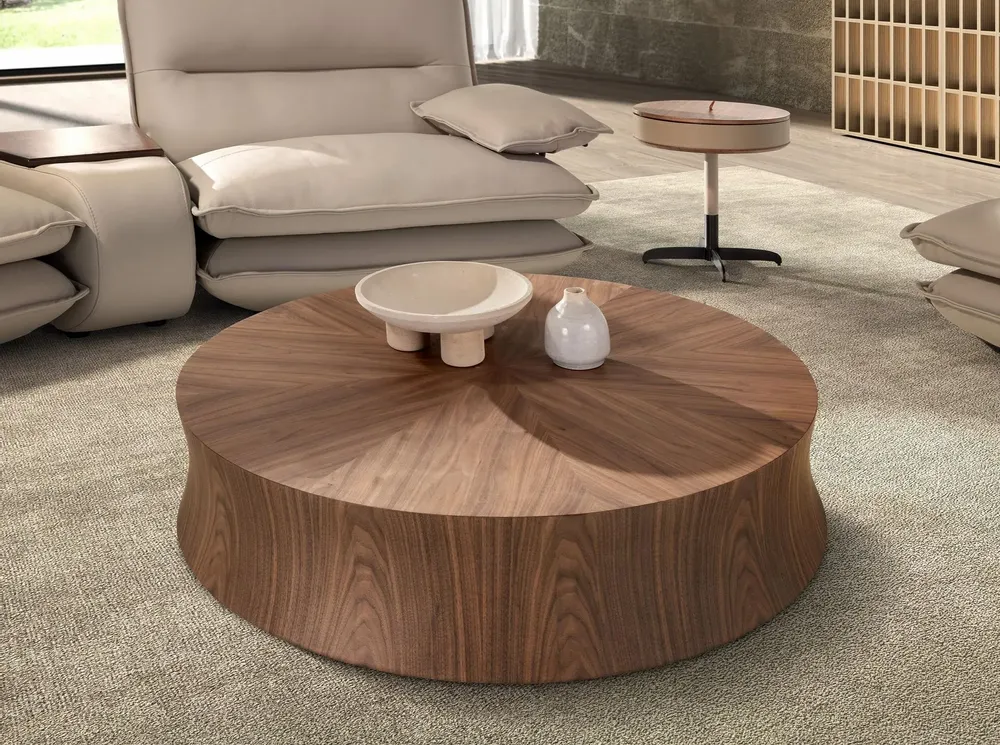 Coffee tables - Round Walnut Coffee Table - ANGEL CERDÁ