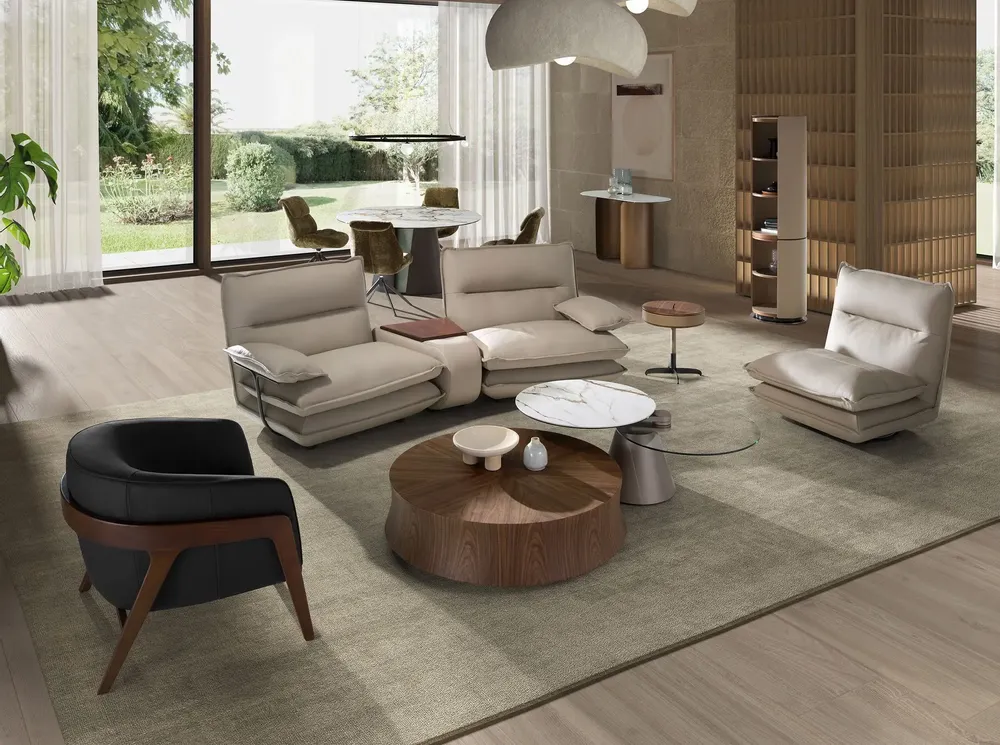 Coffee tables - Round Walnut Coffee Table - ANGEL CERDÁ