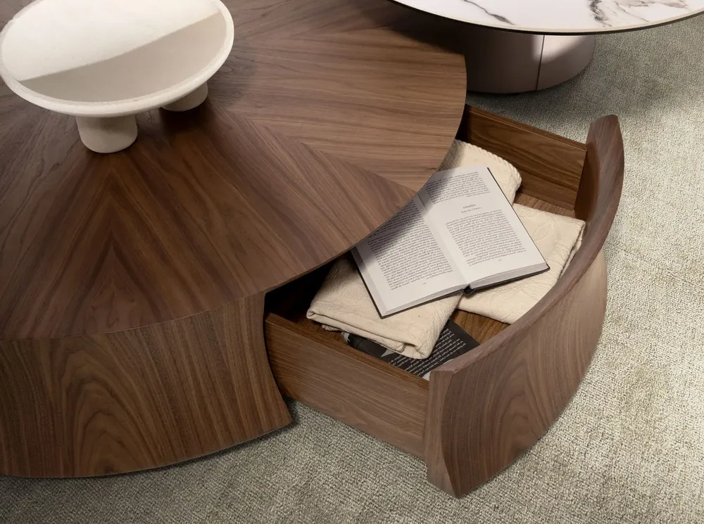 Coffee tables - Round Walnut Coffee Table - ANGEL CERDÁ