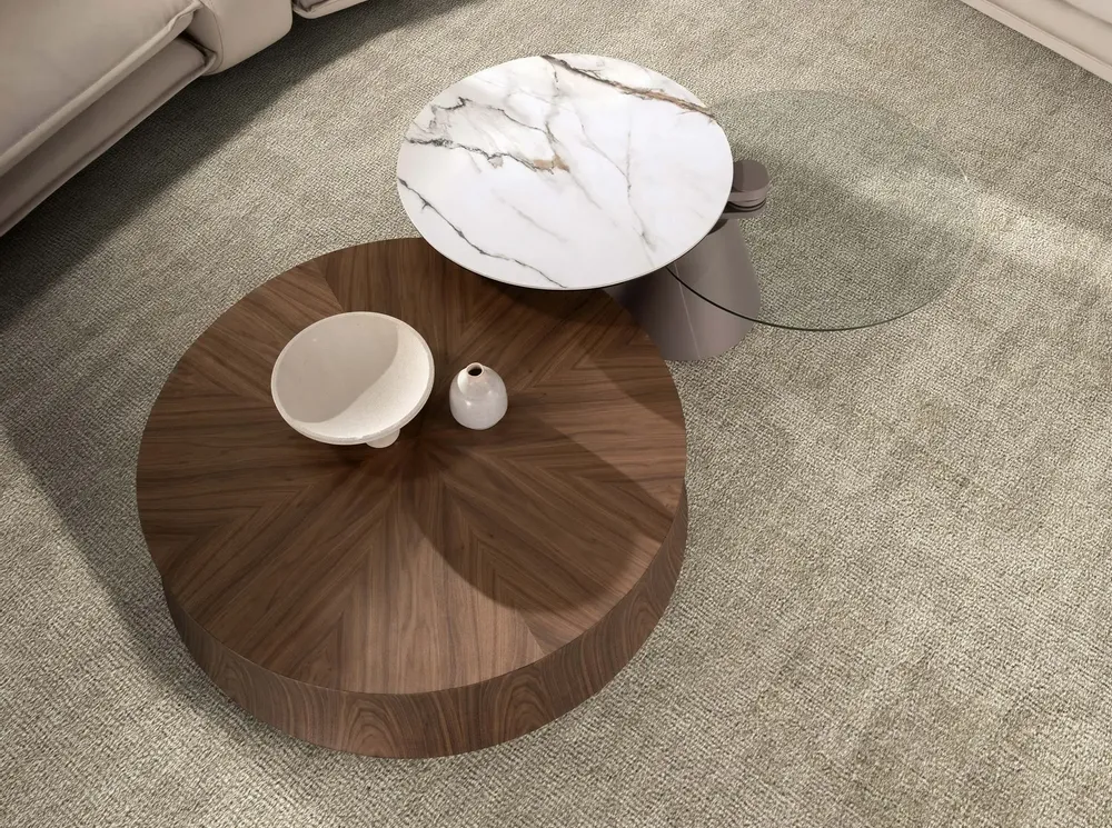 Coffee tables - Round Walnut Coffee Table - ANGEL CERDÁ