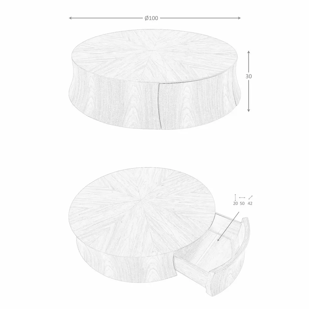 Coffee tables - Round Walnut Coffee Table - ANGEL CERDÁ