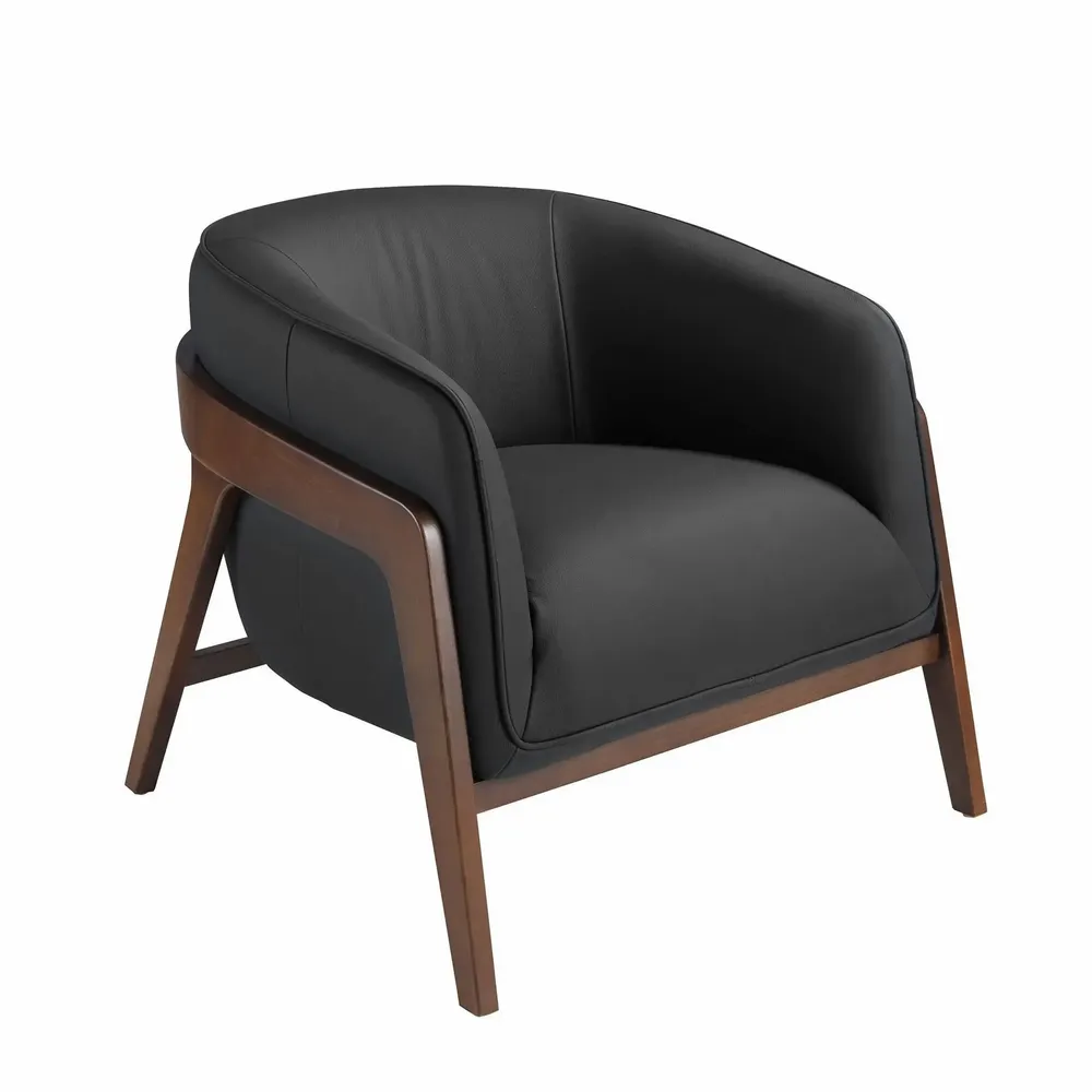 Armchairs - Black leather armchair - ANGEL CERDÁ