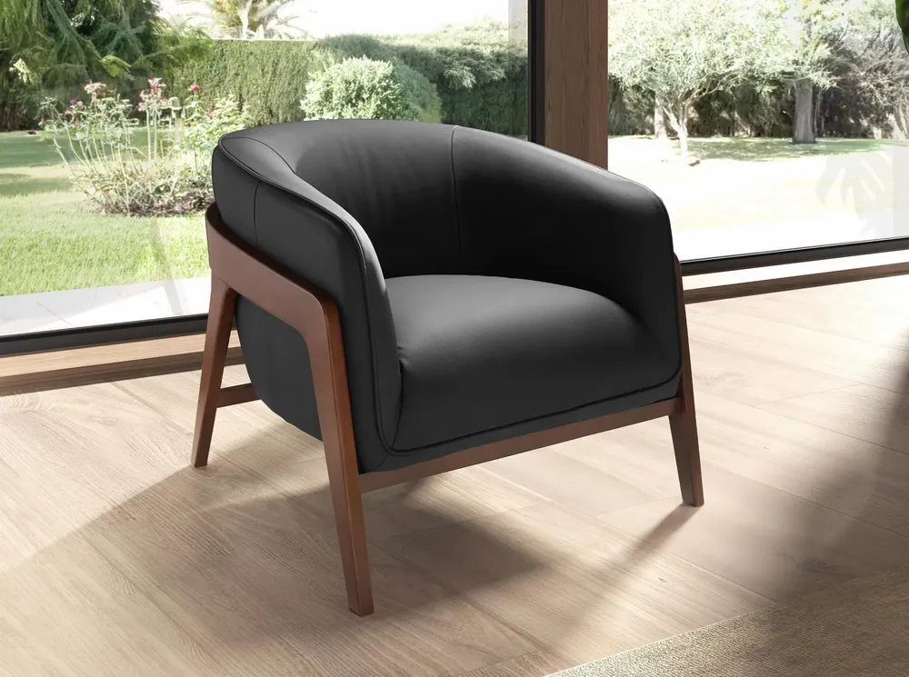 Armchairs - Black leather armchair - ANGEL CERDÁ