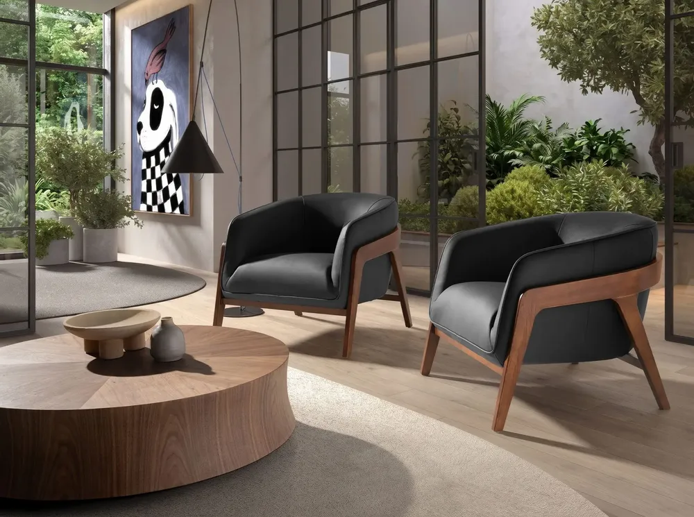 Armchairs - Black leather armchair - ANGEL CERDÁ