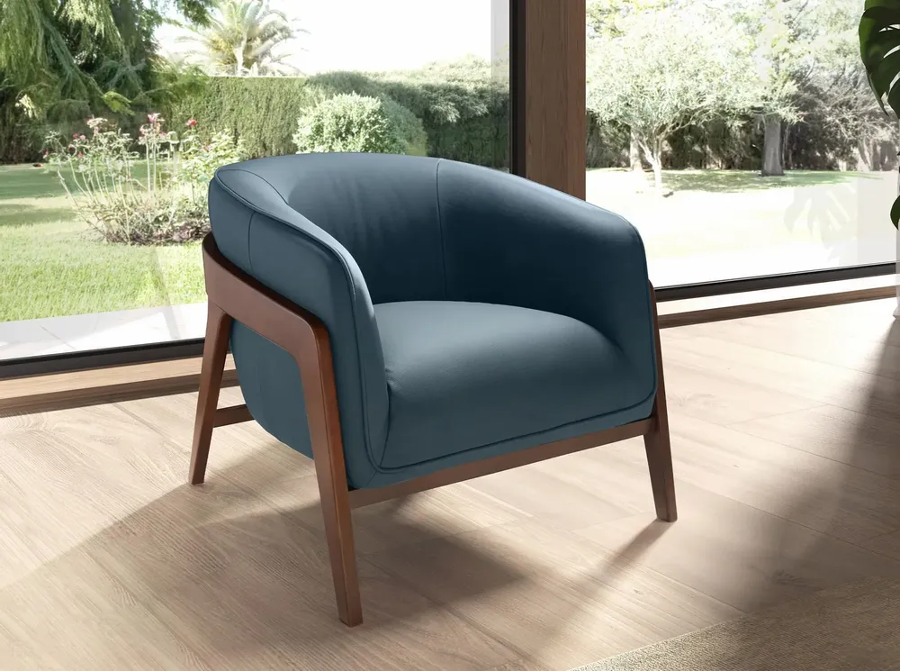 Fauteuils - Fauteuil en cuir bleu pétrole - ANGEL CERDÁ
