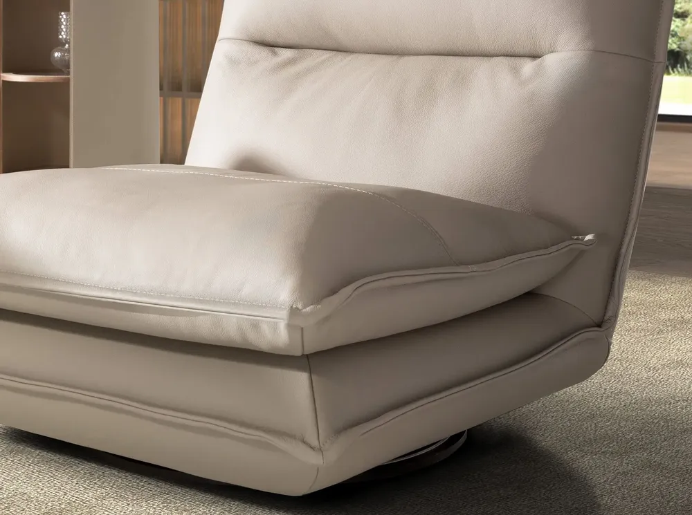 Armchairs - Taupe grey leather swivel armchair - ANGEL CERDÁ