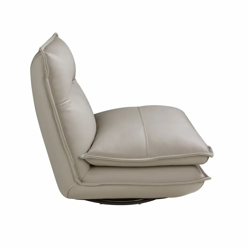 Armchairs - Taupe grey leather swivel armchair - ANGEL CERDÁ