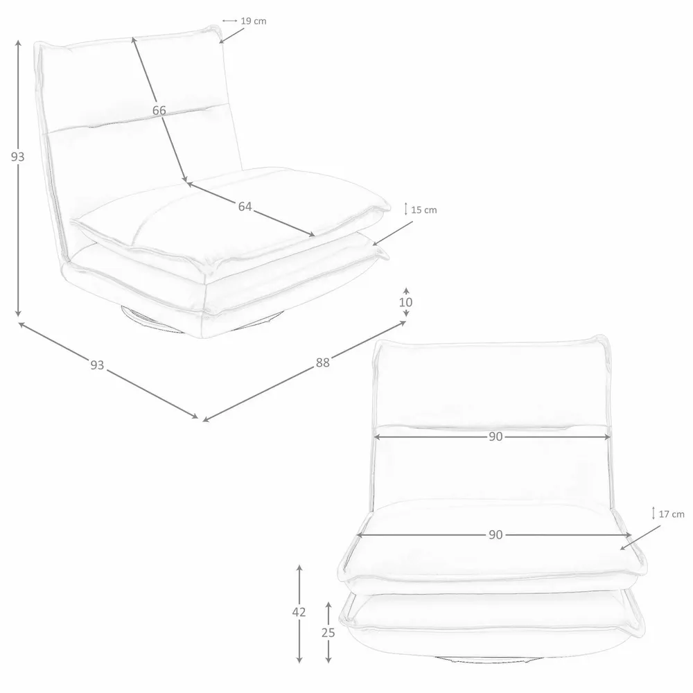 Armchairs - Taupe grey leather swivel armchair - ANGEL CERDÁ