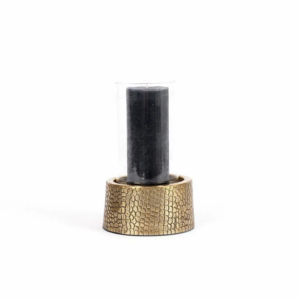 Bougeoirs et photophores  - Le Bougeoir Croco Avec Verre - Laiton - M - BAZAR BIZAR LIVING