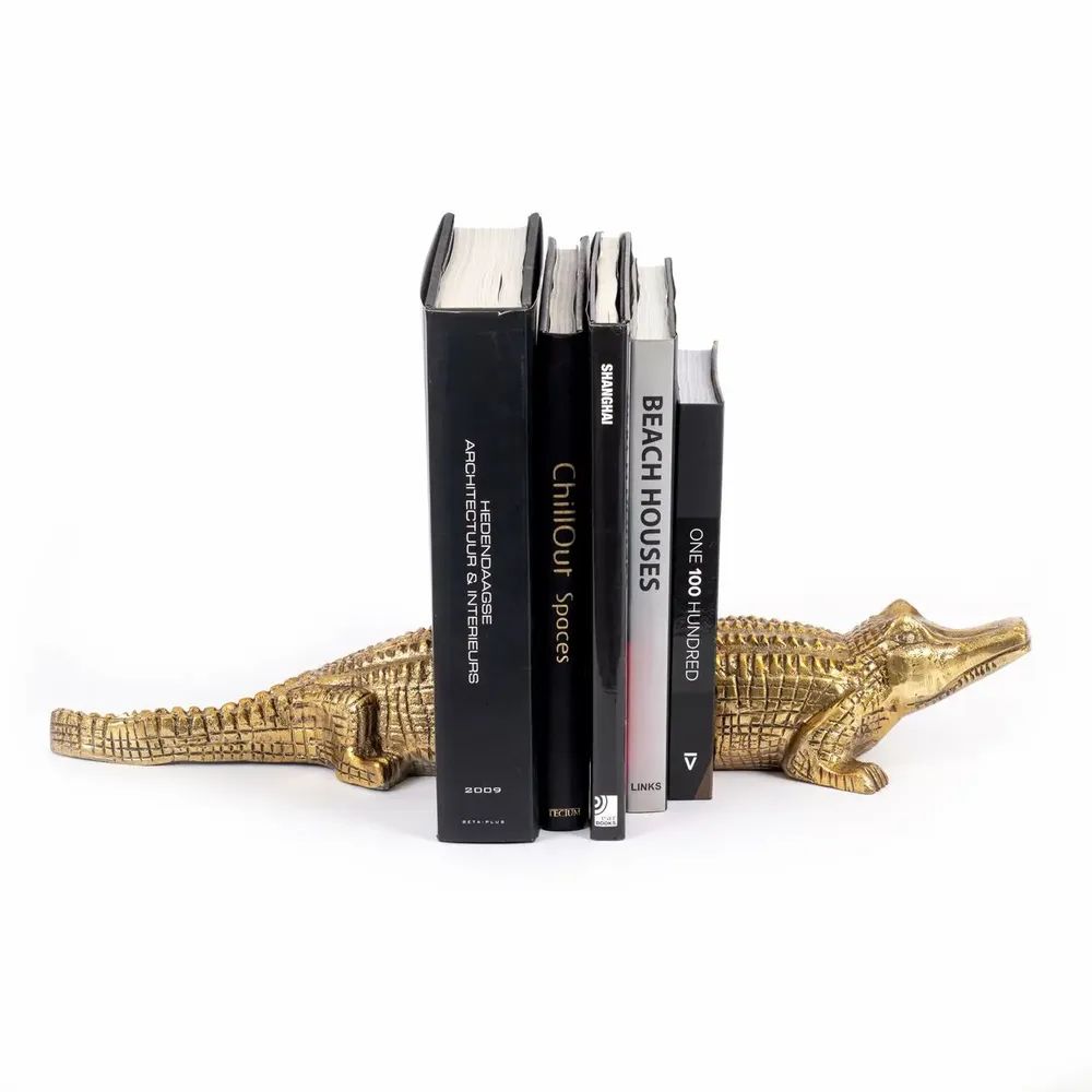 Sculptures, statuettes et miniatures - Serre-Livres Crocodile - Laiton - BAZAR BIZAR LIVING