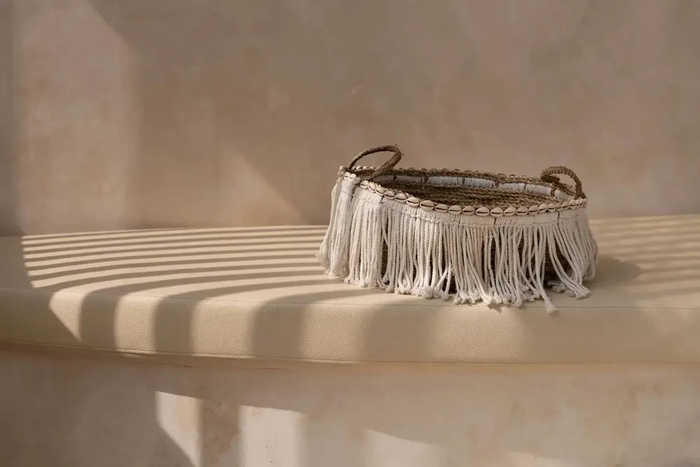 Baskets - The Boho Fringe Basket - Natural White - BAZAR BIZAR LIVING