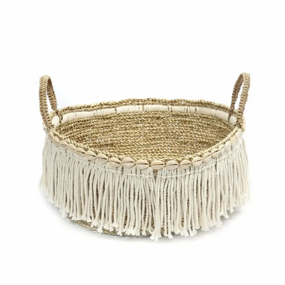 Baskets - The Boho Fringe Basket - Natural White - BAZAR BIZAR LIVING
