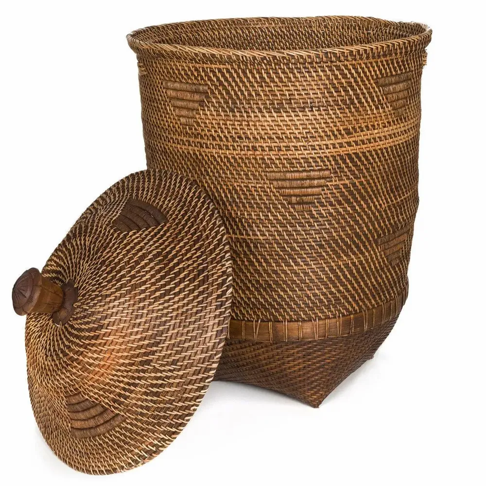 Laundry baskets - The Colonial Laundry Basket - Natural Brown - XL - BAZAR BIZAR LIVING