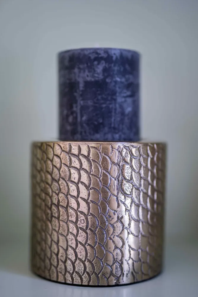 Bougeoirs et photophores  - Bougeoir Croco - Laiton - M - BAZAR BIZAR LIVING