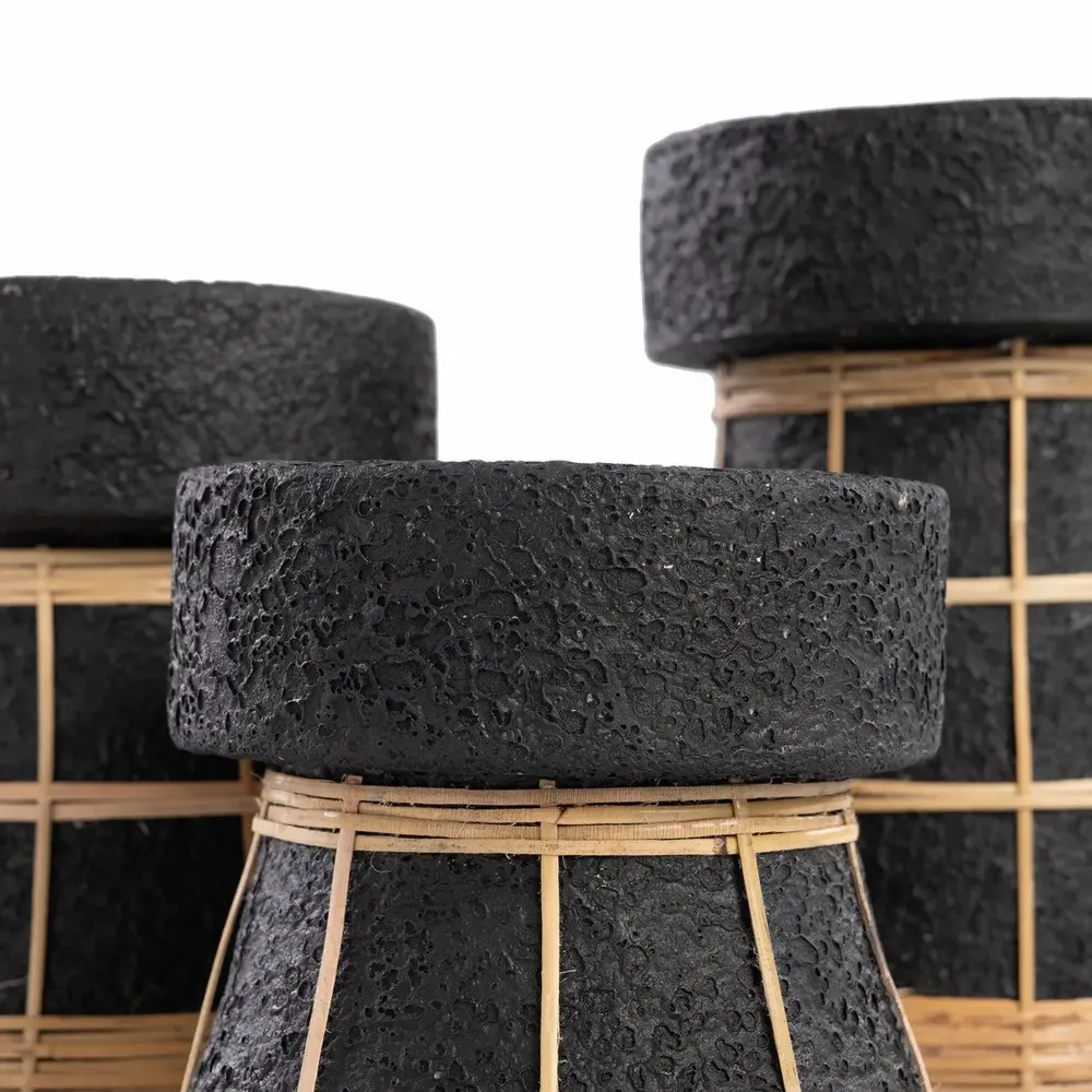 Bougeoirs et photophores  - Le Bougeoir Serene - Noir Naturel - L - BAZAR BIZAR LIVING