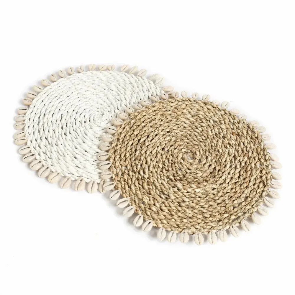 Placemats - The Seagrass Shell Pan Coaster - Natural - BAZAR BIZAR LIVING