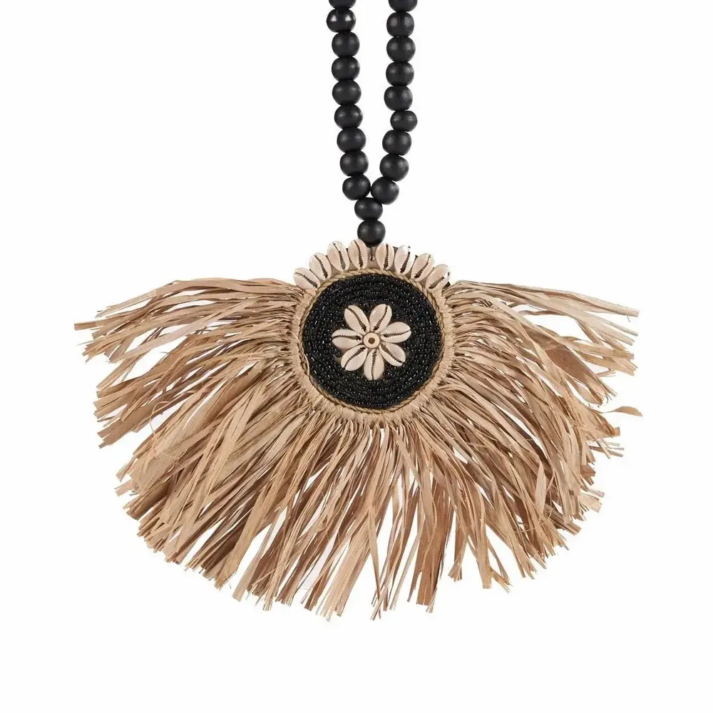 Objets de décoration - Le Raffia Mahkota Pompon - Naturel Noir - BAZAR BIZAR LIVING