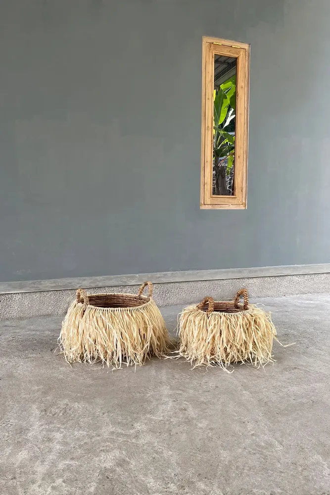 Baskets - The Raffia Basket - L - BAZAR BIZAR LIVING