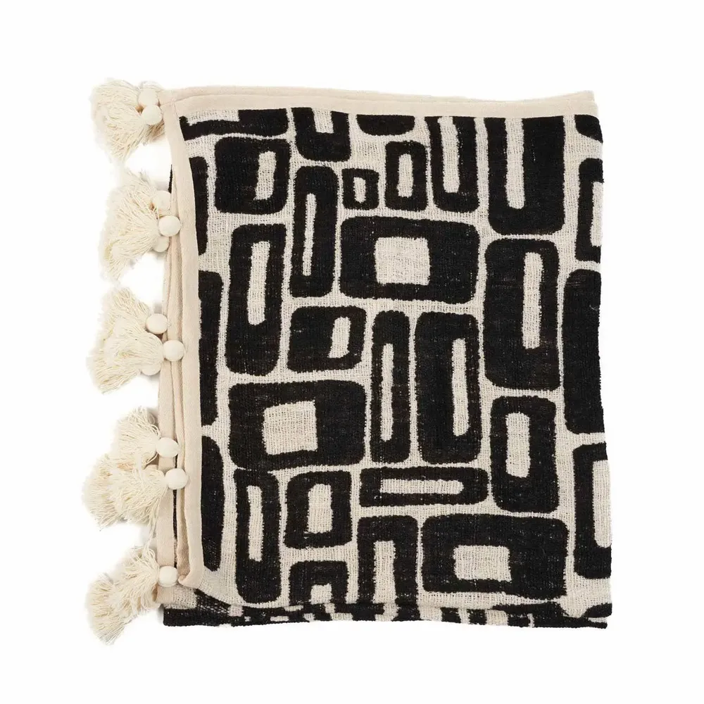 Plaids - Le Jeté de Lit Aztec - Naturel Noir - BAZAR BIZAR LIVING