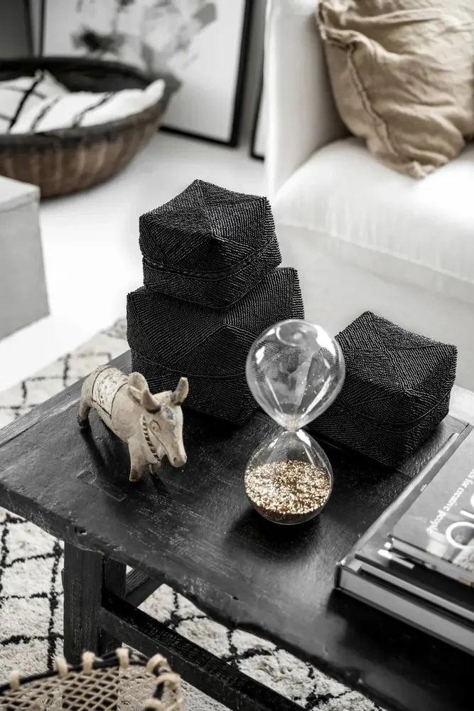 Caskets and boxes - The Beaded Basket - Black - S - BAZAR BIZAR LIVING