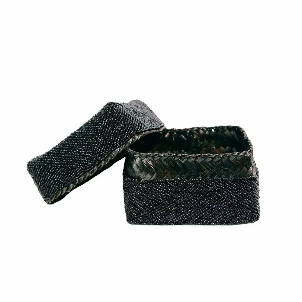 Caskets and boxes - The Beaded Basket - Black - S - BAZAR BIZAR LIVING