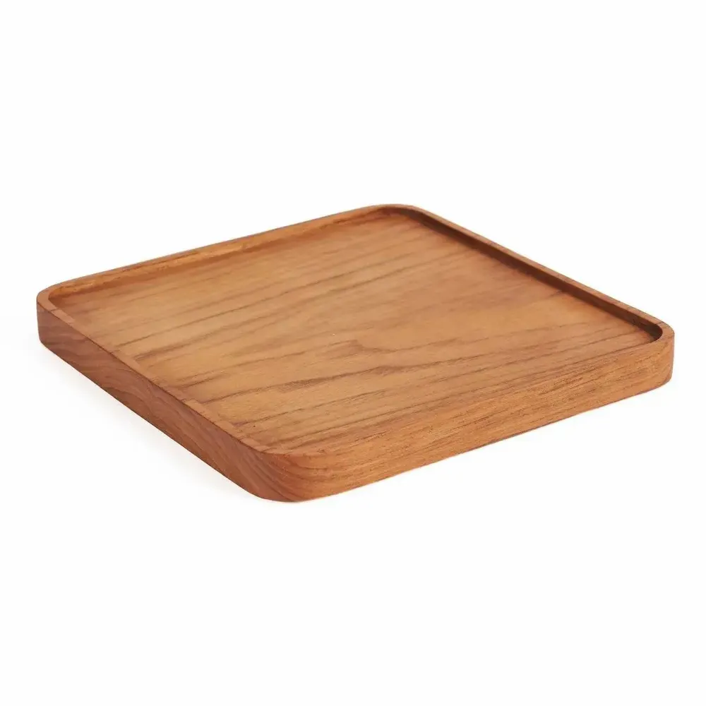 Assiettes au quotidien - L’Assiette Carrée Teak - Natural - S - BAZAR BIZAR LIVING
