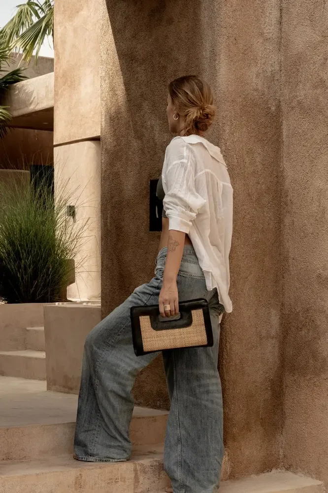 Clutches - The Riviera Noir Clutch - Natural Black - BAZAR BIZAR LIVING