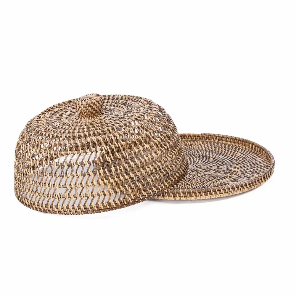 Platter and bowls - The Rattan Food Cover - Natural Brown - M - BAZAR BIZAR LIVING