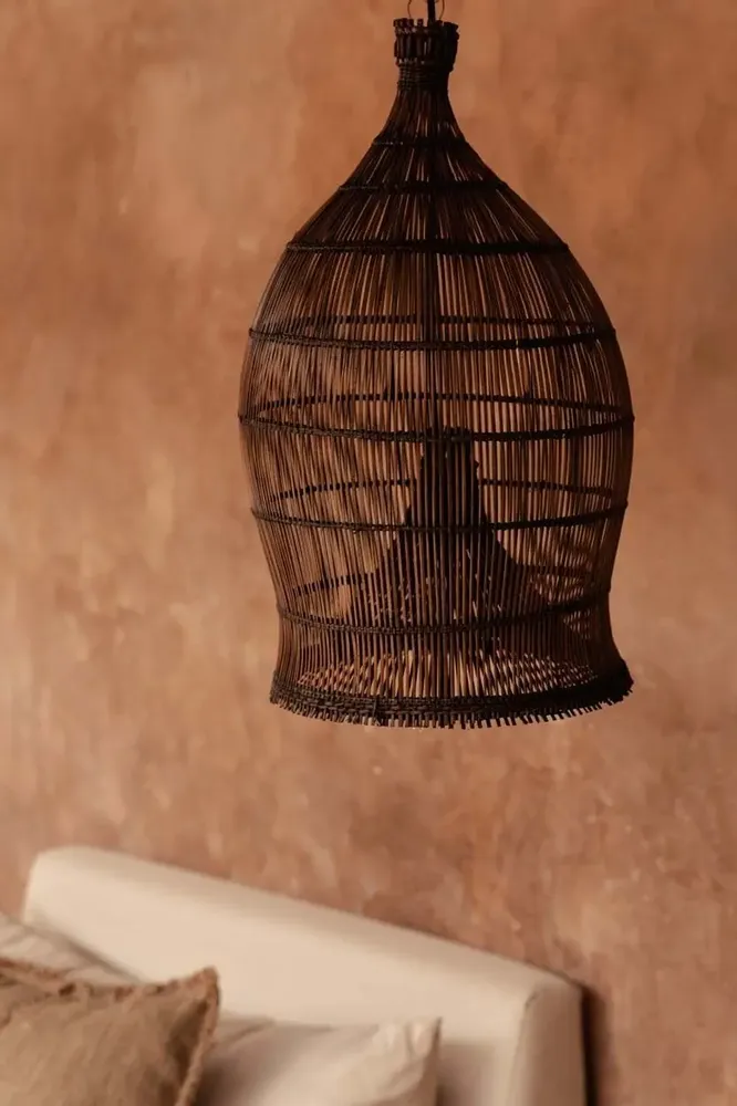 Abat-jours - La Woven Bell Suspension - Noyer Foncé - S - BAZAR BIZAR LIVING