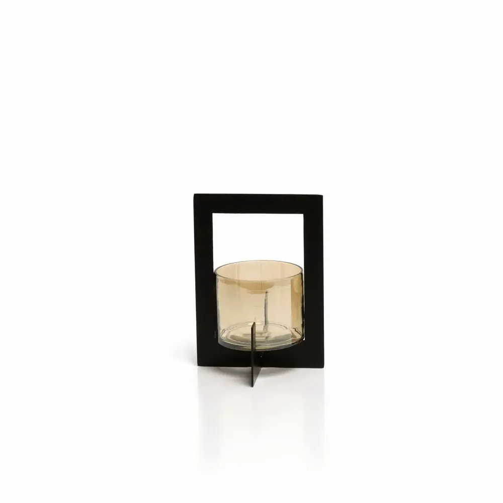 Candlesticks and candle holders - The Hurricane Framed Candle Holder - Black - M - BAZAR BIZAR LIVING
