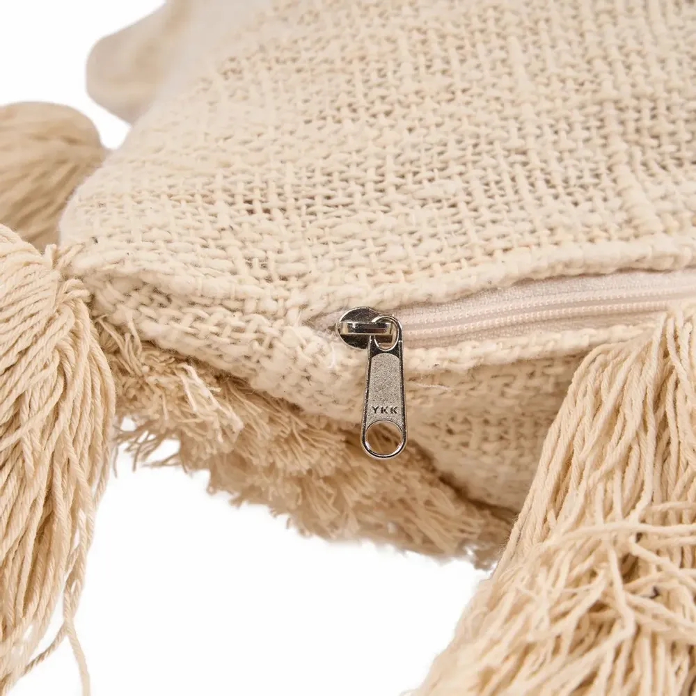 Coussins - La Housse de Coussin Nomad Tassel - Crème - BAZAR BIZAR LIVING