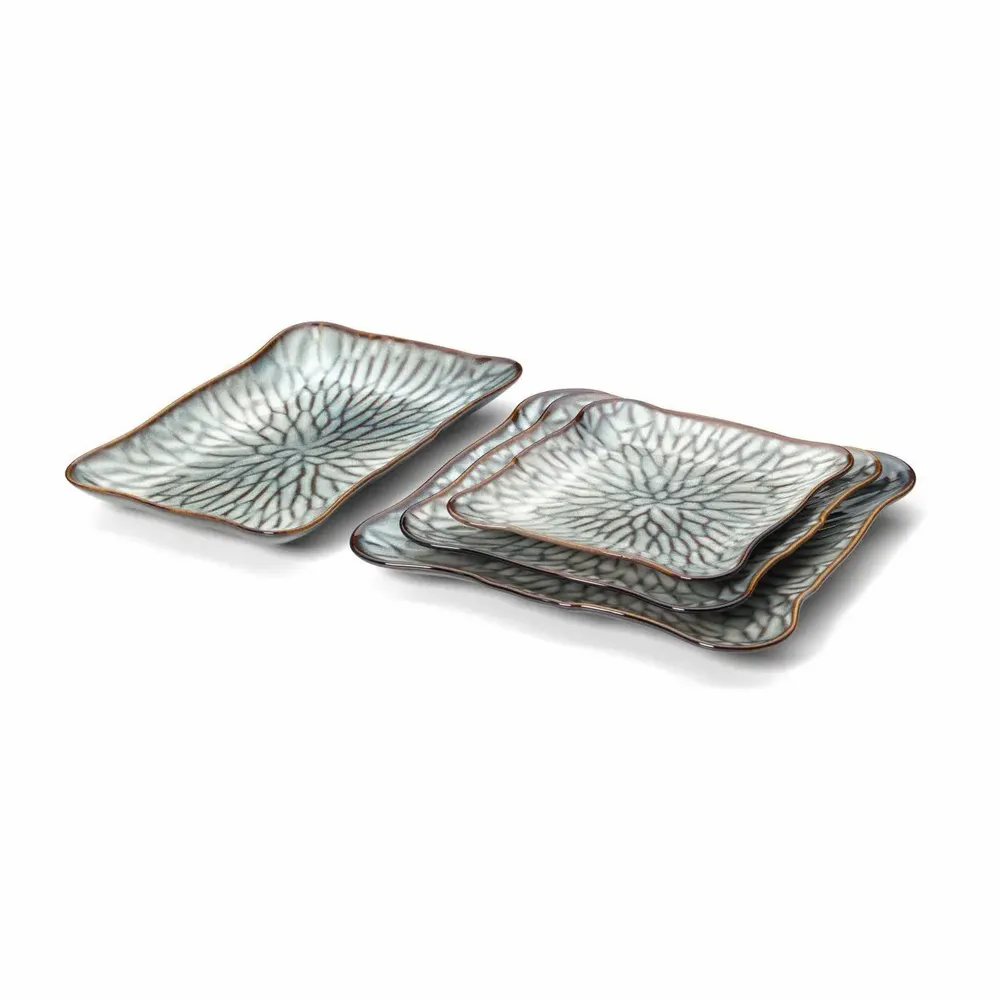 Assiettes au quotidien - L’Assiette Carrée Lotus Ice - Brun Gris - L - BAZAR BIZAR LIVING