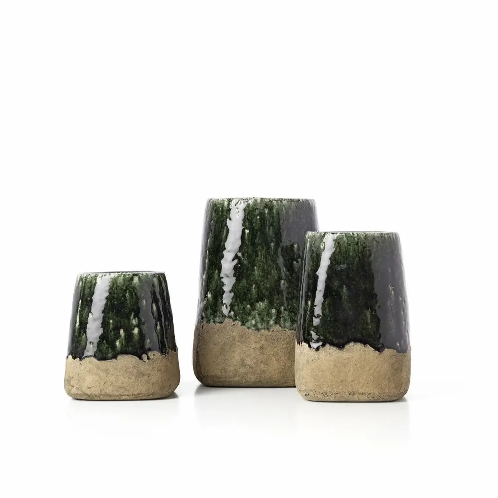 Pots de fleurs - Le Cache-Pot Conique Moss - Béton Vert - S - BAZAR BIZAR LIVING
