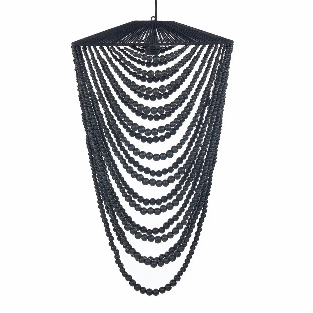 Abat-jours - Le Lustre Wooden Bead - Noir - L - BAZAR BIZAR LIVING