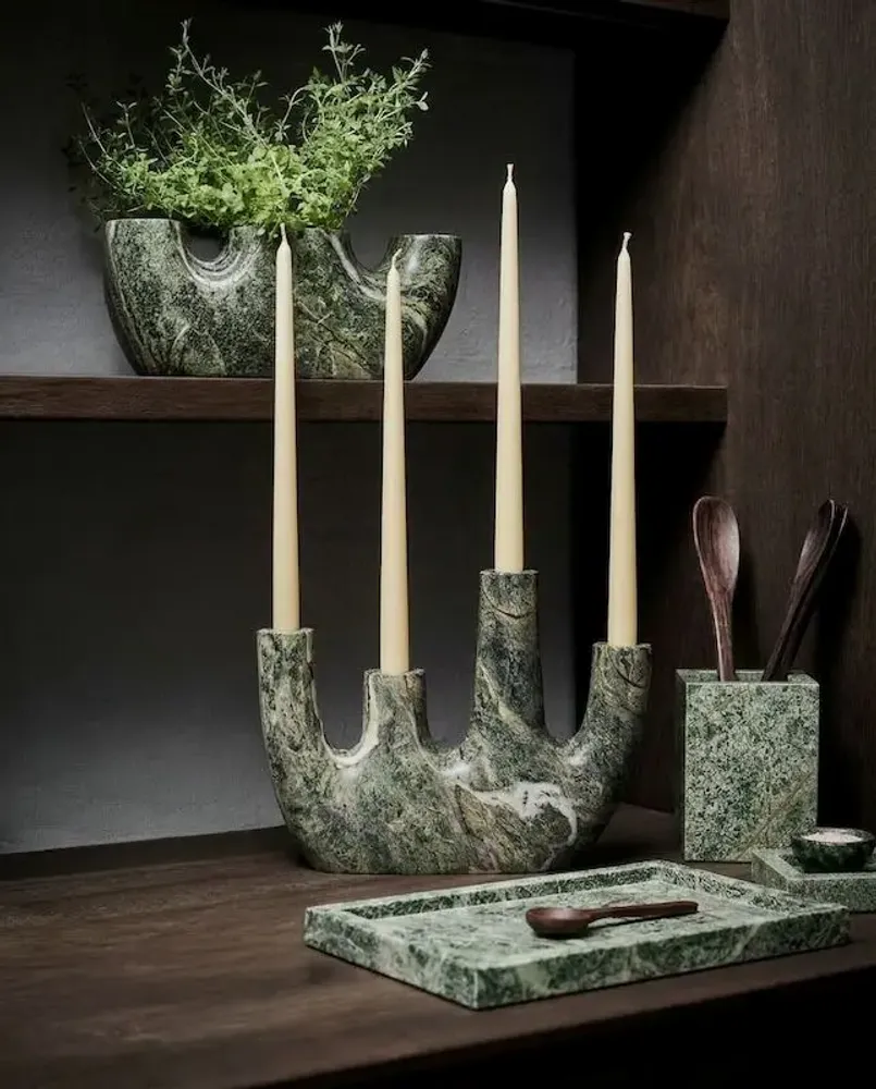 Vases - The Bidasar Marble Vase - Green - High - BAZAR BIZAR LIVING